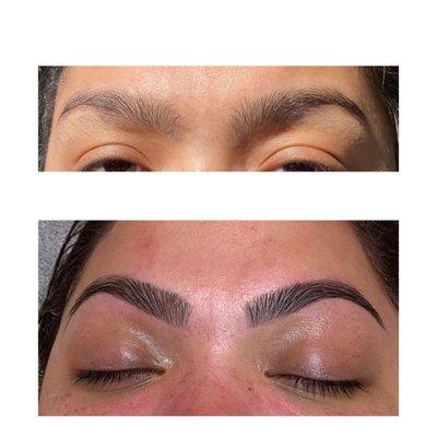 Before and after of threading and tint