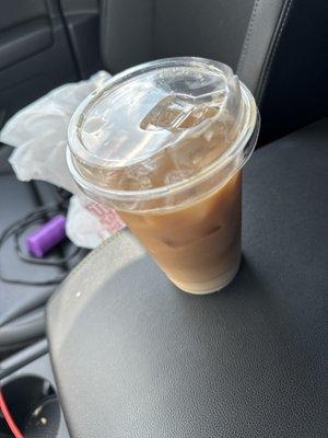 Iced latte with almond milk and sugar free mocha