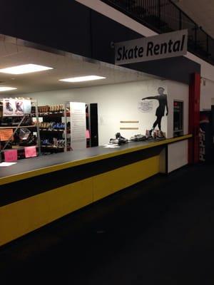 Skate rental counter.