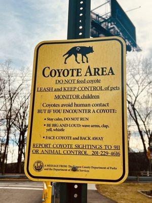 Coyote Area warning sign!