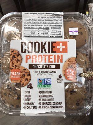 They carry protein cookies! Low protein amount, but still more than the average cookie.