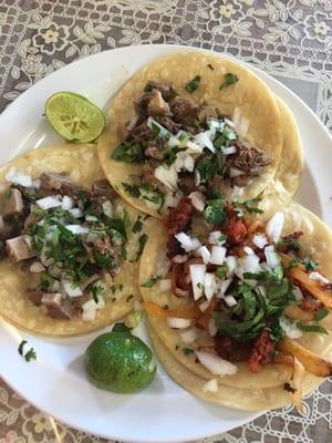 Lingua and pastor tacos