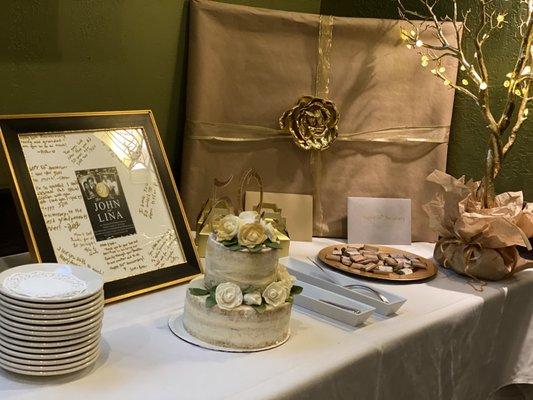 This is the cake table that set up in the corner of the private dining room.