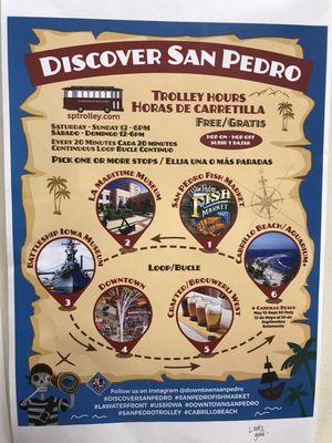 Discover San Pedro on the red trolley. Visit sptrolley.com