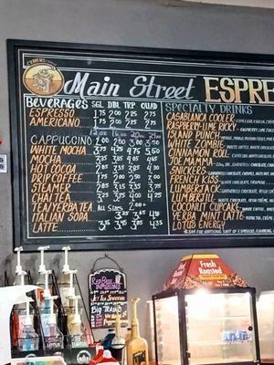 Coffee menu