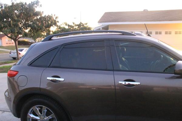 35% added on top of OEM tinted glass on the rear windows.