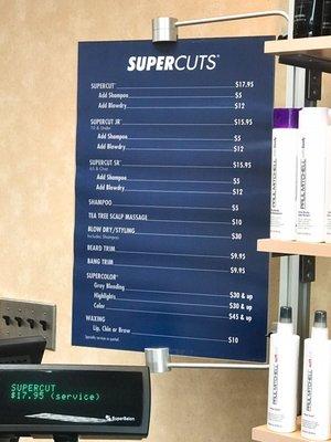 Prices of haircut as of 7/11/17