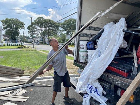 Construction debris removal job in Massapequa, NY.