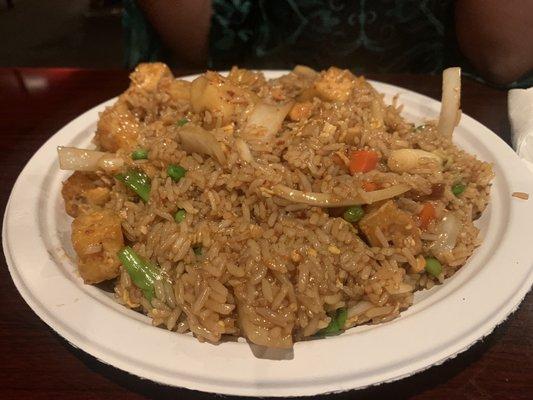 Fried rice 8/31/2021, the plate definitely effected the taste of the food, releasing some chemicals in the food