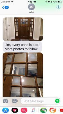 Every pane is bad, trim damaged out of the wrapper,