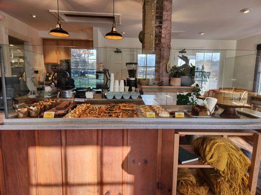 Sweet and savory pastry display. More food is available on the menu.