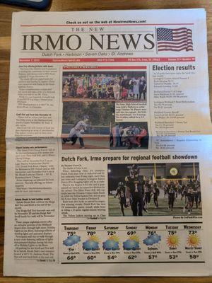 The New Irmo News, Irmo SC