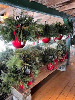 Hanging evergreen baskets