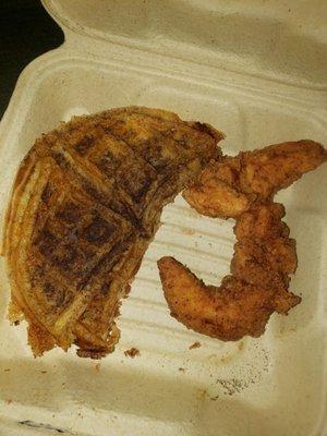 Sad soggy "crunch berry" waffle and lonely chicken tenders