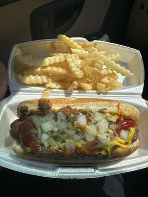 Hot dog and fries