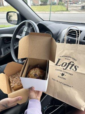 Coffee cake and orange cranberry muffin!