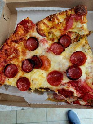 Big Mac and Cheese pizza and slice of pepperoni