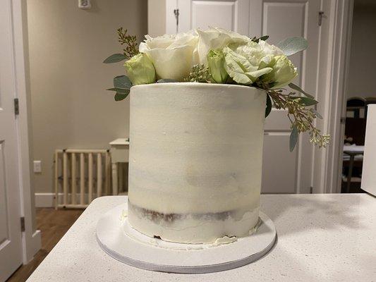 Naked Cake W/ Fresh Flowers