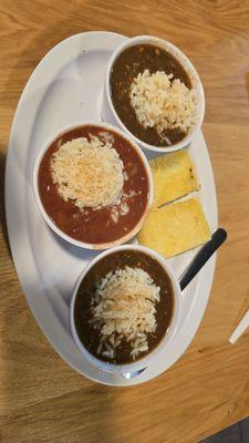 Chicken and sausage gumbo, Red beans and rice, Seafood gumbo