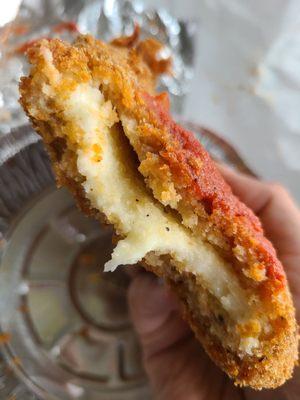 Inside fried mozzarella