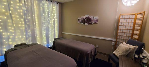 The couples massage room inside Simple Wellness Massage.