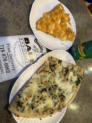 Buffalo Chicken Pizza and spinach & chicken Alfredo pizza