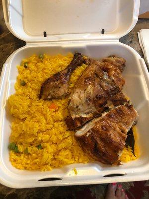 BBQ Chicken and yellow rice