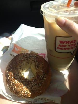 Now this place knows how to cream cheese a bagel - get the everything and iced coffee