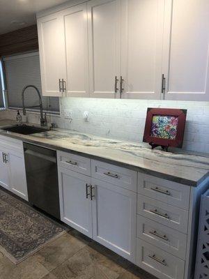 Kitchen counter top with sink and new cabinets