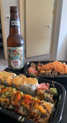 J.b . Tempura Roll, Las Vegas Roll, & the Philadelphia Roll (made spicy by request)