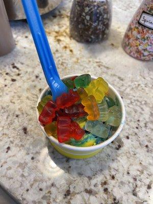 Superman ice cream with gummy bears