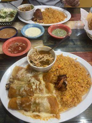 Louisiana seafood enchiladas with Tortilla Soup added fajita chicken