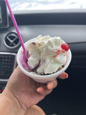 Black Cherry  hot fudge sundae