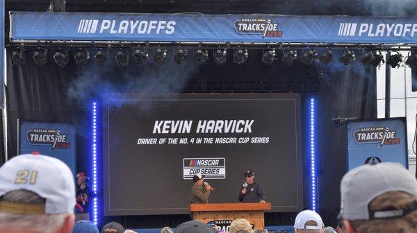 10/22 Cup driver Kevin Harvick at the Trackside Live! stage