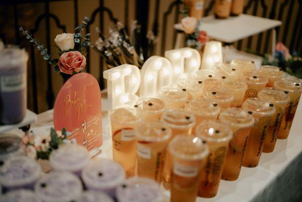 Boba bar at my wedding. Drinks provided by Chaos Bubble Tea, décor and signage provided by me.