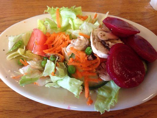 My salad with beets.  Not particularly artful, but definitely fresh and tasty!