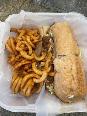 6" roast beef Poboy extra sloppy. This was a very good roast beef and homemade gravy.