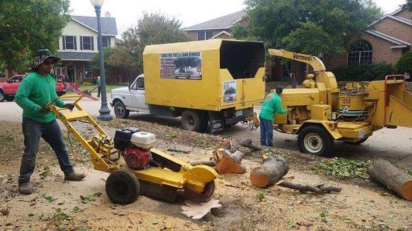 Ready for any type of tree removal task. The proper machinery is the best way to complete & make our jobs easier.