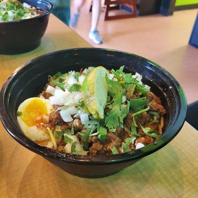 Birria Ramen. Bland with hardly any broth. Not recommended. I felt like I was just eating spaghetti with barbecue on top.