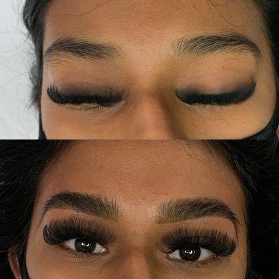 Brow lamination with henna tint