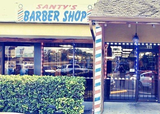 Shop front of Santy's barber shop