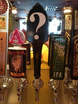 Take a crack at the Mystery Beer on tap - the correct guesser wins a pitcher of beer and a swag bag! It's a nifty game.