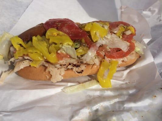 Hot italian sub with oil and vinegar instead of mayo