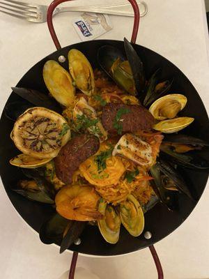 Seafood paella.