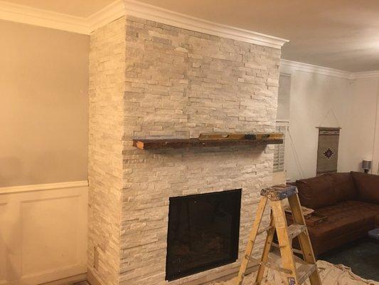 stone fireplace