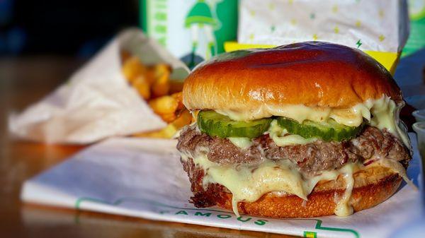 Cheeseburger at sunset