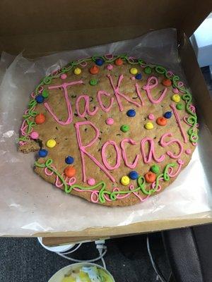 Custom cookie cake (ignore the bite)