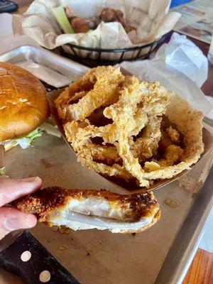 Cajun wings and fried onion rings