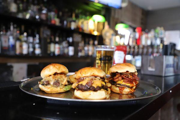 Three different options of hamburger sliders