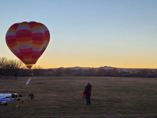 Balloon at sunset